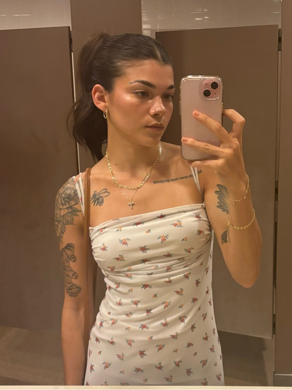 See You Monday Floral Midi Dress White Ditsy Print Size S